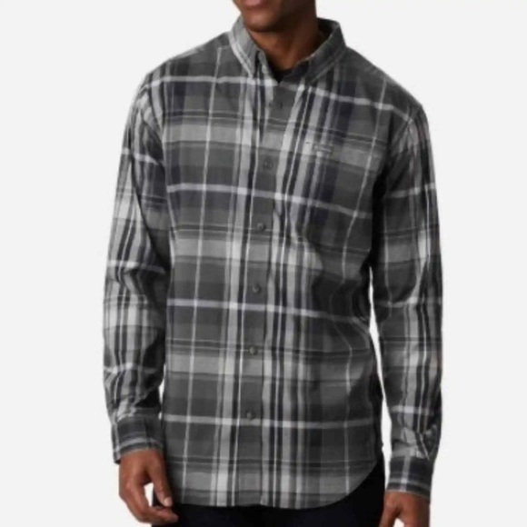 Columbia Plaid Long Sleeve Stretch Casual Button Down Rapid Rivers Gray Size L - Picture 1 of 11